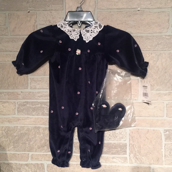 First Impressions Other - Velvety outfit w/ fabric shoes Sz 6-9M NEW
